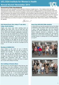 UCL EGA Institute for Women’s Health Annual Alumni Newsletter 2014