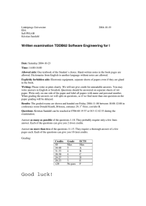Written examination TDDB62 Software Engineering for I