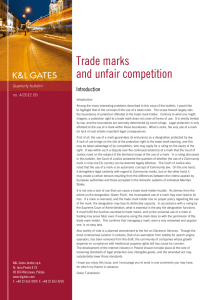 Trade marks and unfair competition Introduction Quarterly bulletin