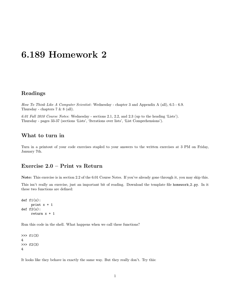 6 1 Homework 2 Readings