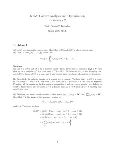 6.253:  Convex Analysis and Optimization Homework 2 Problem  1