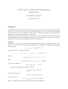 6.253:  Convex Analysis and Optimization Homework 3 Problem  1