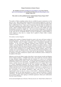 Dispute Resolution in Islamic Finance By Jonathan Lawrence ( ), Peter Morton (