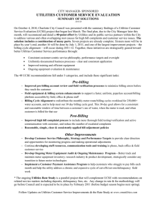 UTILITIES CUSTOMER SERVICE EVALUATION SUMMARY OF SOLUTIONS