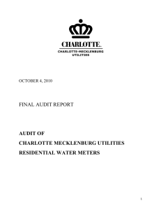 FINAL AUDIT REPORT AUDIT OF CHARLOTTE MECKLENBURG UTILITIES