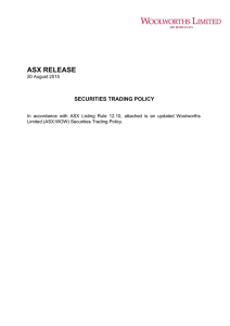   ASX RELEASE  SECURITIES TRADING POLICY 