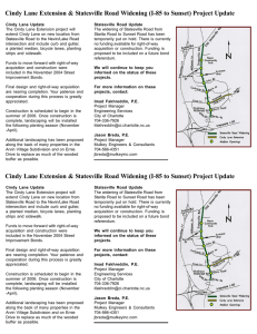 Cindy Lane Extension &amp; Statesville Road Widening (I-85 to Sunset)...