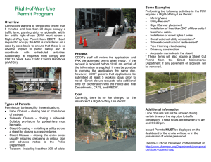Right-of-Way Use Permit Program Some Examples