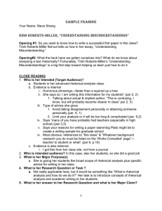 Sample framing  rish Roberts-Miller, “Understanding MisUnderstandings”