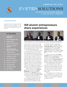 SYSTEM SOLUTIONS ISR alumni entrepreneurs www.isr.umd.edu