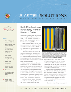 SYSTEM SOLUTIONS Rubloff to head new DOE Energy Frontier