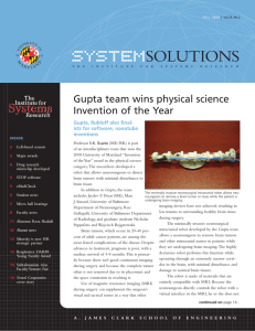 SYSTEM SOLUTIONS Gupta team wins physical science Invention of the Year
