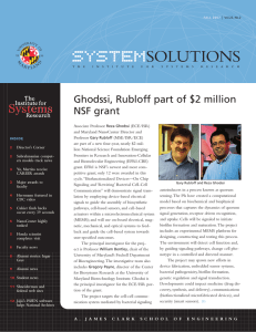 SYSTEM SOLUTIONS Ghodssi, Rubloff part of $2 million NSF grant