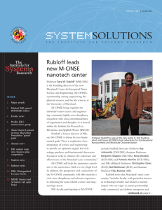 SYSTEM SOLUTIONS Rubloff leads new M-CINSE