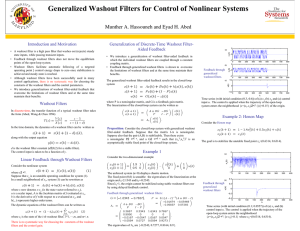 Generalized Washout Filters for Control of Nonlinear Systems Introduction and Motivation
