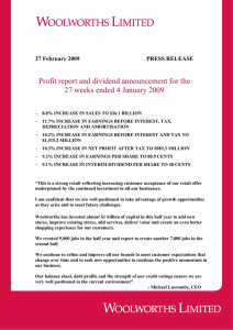 Profit report and dividend announcement for the  PRESS RELEASE