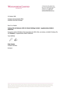 22 October 2009 Company Announcements Office Australian Securities Exchange