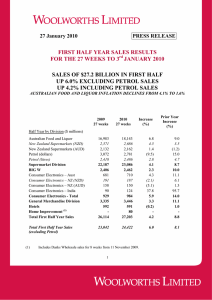 SALES OF $27.2 BILLION IN FIRST HALF