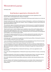 Brad Banducci appointed as Woolworths CEO