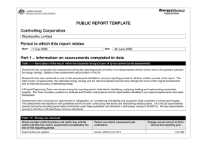 PUBLIC REPORT TEMPLATE Controlling Corporation Period to which this report relates