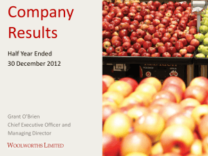 Company Results Half Year Ended 30 December 2012