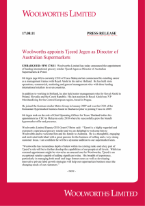 Woolworths appoints Tjeerd Jegen as Director of Australian Supermarkets  PRESS RELEASE