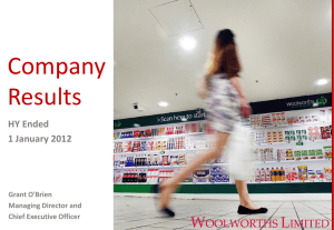 Company Results HY Ended 1 January 2012