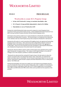 Woolworths to create SCA Property Group  05.10.12 PRESS RELEASE