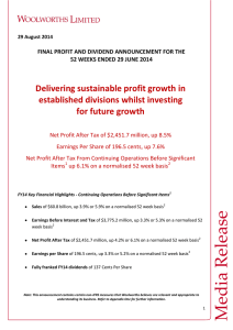 Delivering sustainable profit growth in established divisions whilst investing for future growth