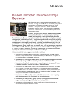 Business Interruption Insurance Coverage Experience