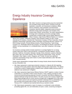 Energy Industry Insurance Coverage Experience