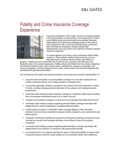 Fidelity and Crime Insurance Coverage Experience