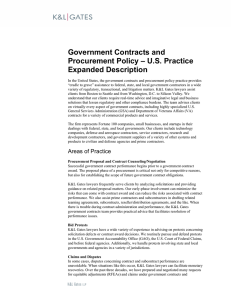Government Contracts and Procurement Policy – U.S. Practice Expanded Description