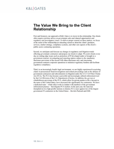 The Value We Bring to the Client Relationship