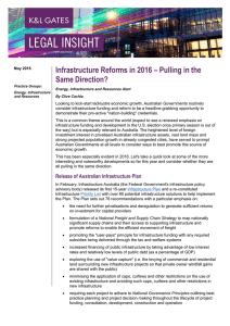 Infrastructure Reforms in 2016 – Pulling in the Same Direction?