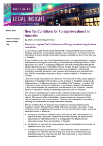 New Tax Conditions for Foreign Investment in Australia