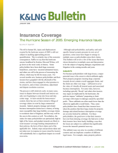 Bulletin K&amp;LNG Insurance Coverage The Hurricane Season of 2005: Emerging Insurance Issues