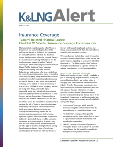 Insurance Coverage Tsunami-Related Financial Losses: Checklist Of Selected Insurance Coverage Considerations