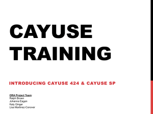 CAYUSE TRAINING INTRODUCING CAYUSE 424 &amp; CAYUSE SP ORA Project Team