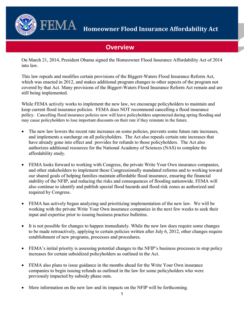 Some Of Possible Changes To Affordable >> Overview Homeowner Flood Insurance Affordability Act Some Of Possible Changes To Affordable >> Overview Homeowner Flood Insurance Affordability Act