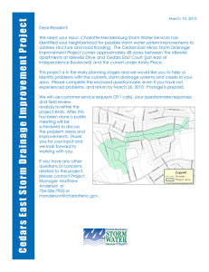 Dear Resident: We need your input. Charlotte-Mecklenburg Storm Water Services has
