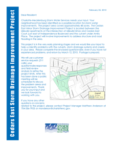 Dear Resident: Charlotte-Mecklenburg Storm Water Services needs your input. Your
