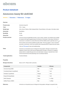 Ammonia Assay Kit ab83360 Product datasheet 1 Abreviews 5 Images