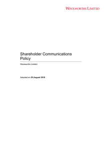 Shareholder Communications Policy Woolworths Limited