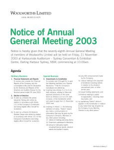 Notice of Annual General Meeting 2003