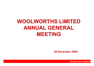 WOOLWORTHS LIMITED ANNUAL GENERAL MEETING 26 November 2004