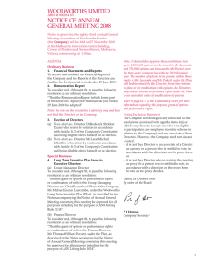 WOOLWORTHS LIMITED NOTICE OF ANNUAL GENERAL MEETING 2008