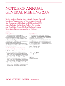 NOTICE OF ANNUAL GENERAL MEETING 2009