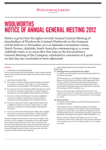 WOOLWORTHS NOTICE OF ANNUAL GENERAL MEETING 2012
