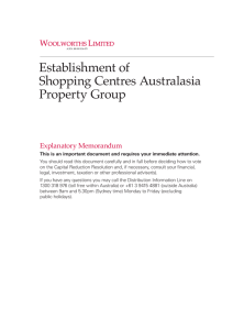 Establishment of Shopping Centres Australasia Property Group Explanatory Memorandum